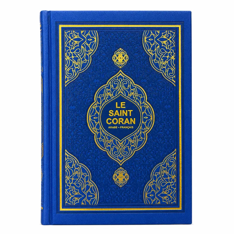 Le noble Coran Bleu avec traduction française - 20,5 x 14,5 cm (Grand)